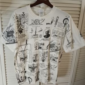 Rare AOP Thomas Edison "Inventions" t shirt